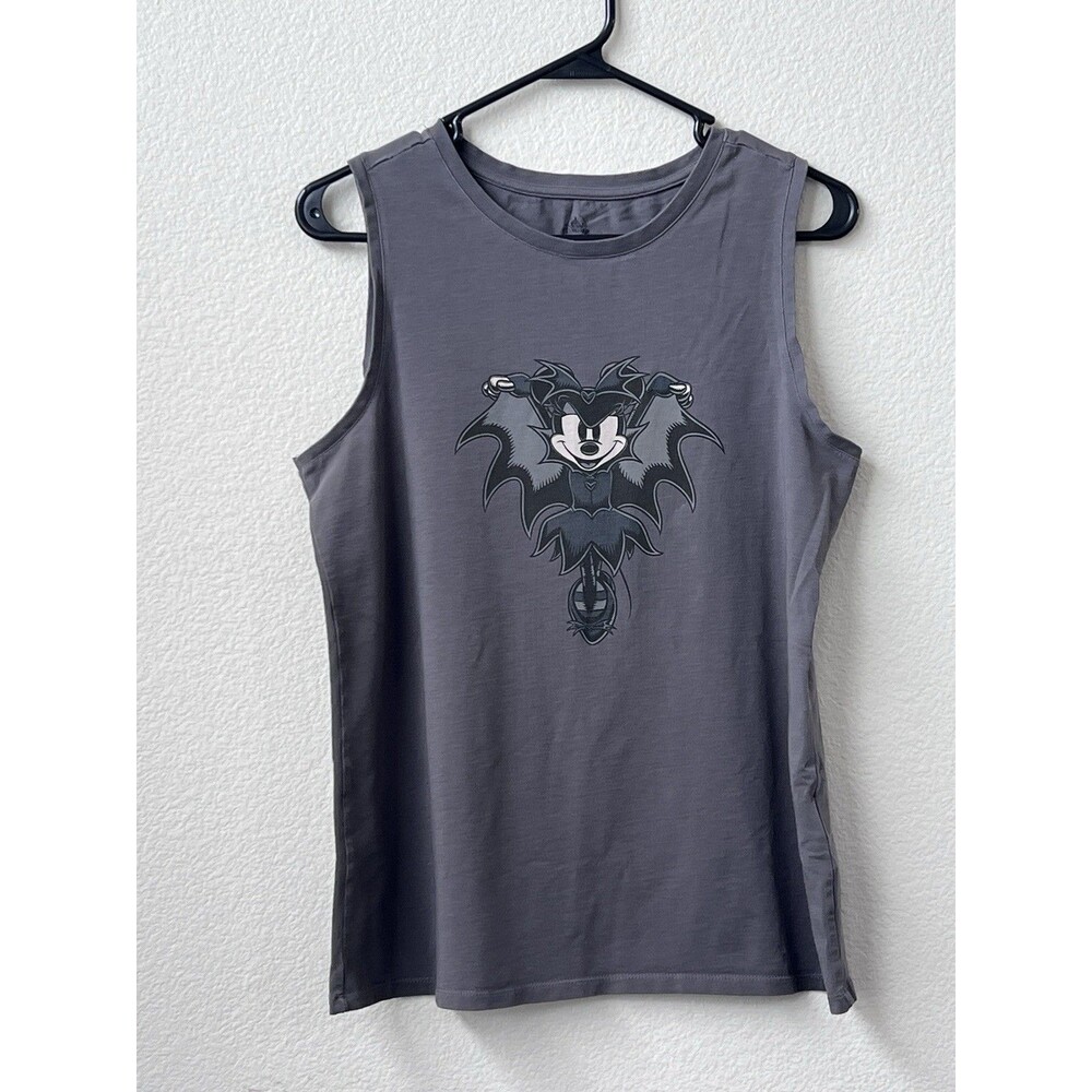 Disney Parks Minnie Mouse Vampire Bat Halloween Tank Top Womens Medium Grey Goth